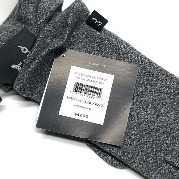 Echo Touch Womens Fleece Tech Compatible Gloves Size L/XL Gray #37NR00 - Picture 7 of 8